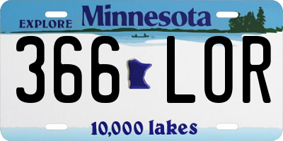 MN license plate 366LOR