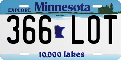 MN license plate 366LOT
