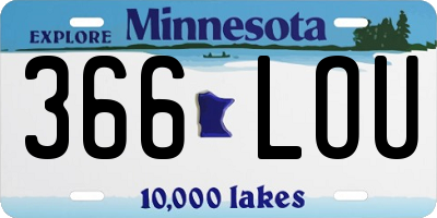 MN license plate 366LOU