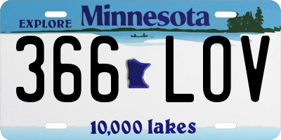 MN license plate 366LOV