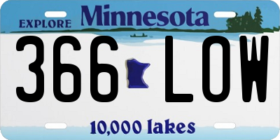 MN license plate 366LOW