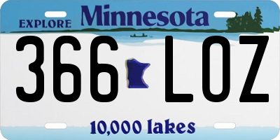 MN license plate 366LOZ