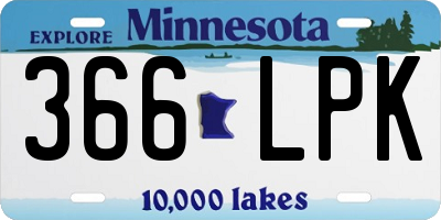 MN license plate 366LPK