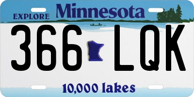 MN license plate 366LQK