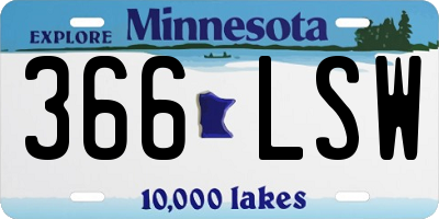 MN license plate 366LSW