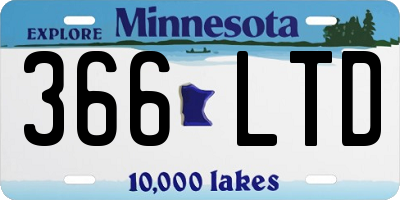 MN license plate 366LTD