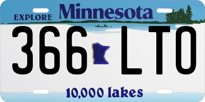 MN license plate 366LTO