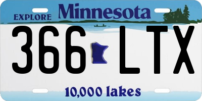 MN license plate 366LTX