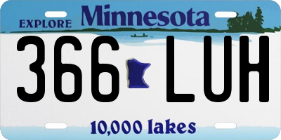 MN license plate 366LUH