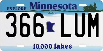 MN license plate 366LUM
