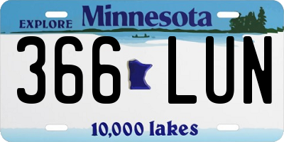 MN license plate 366LUN