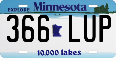 MN license plate 366LUP
