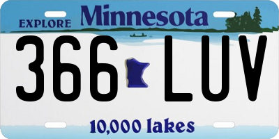 MN license plate 366LUV