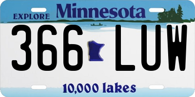 MN license plate 366LUW