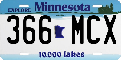 MN license plate 366MCX