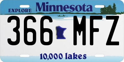 MN license plate 366MFZ
