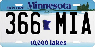 MN license plate 366MIA
