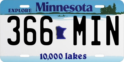 MN license plate 366MIN