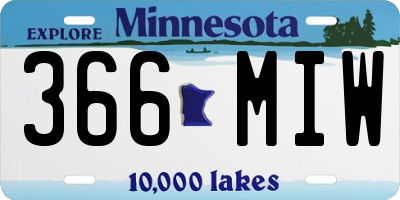 MN license plate 366MIW