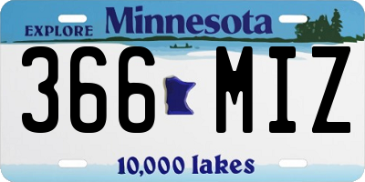 MN license plate 366MIZ