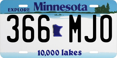 MN license plate 366MJO