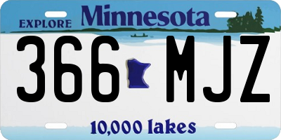 MN license plate 366MJZ
