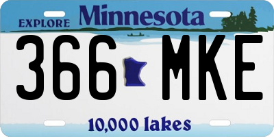MN license plate 366MKE