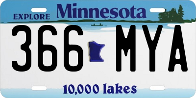 MN license plate 366MYA
