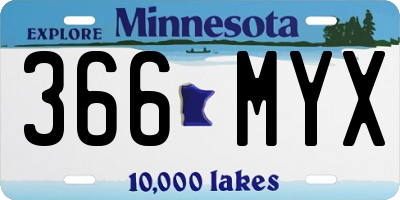 MN license plate 366MYX
