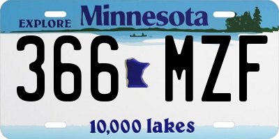 MN license plate 366MZF