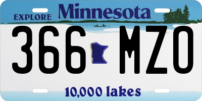 MN license plate 366MZO