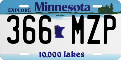 MN license plate 366MZP