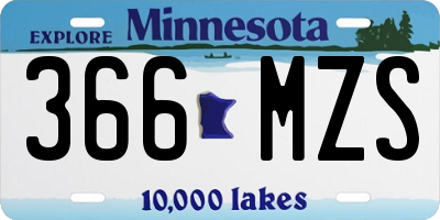 MN license plate 366MZS