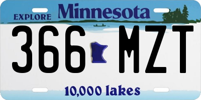 MN license plate 366MZT