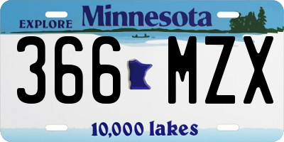 MN license plate 366MZX