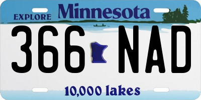 MN license plate 366NAD