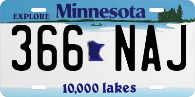 MN license plate 366NAJ