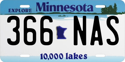 MN license plate 366NAS