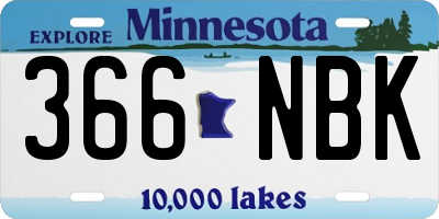 MN license plate 366NBK