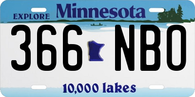 MN license plate 366NBO