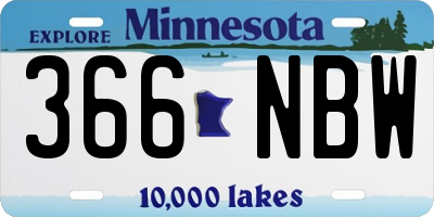 MN license plate 366NBW