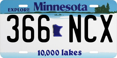 MN license plate 366NCX