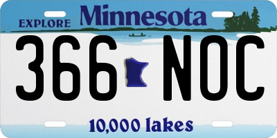 MN license plate 366NOC