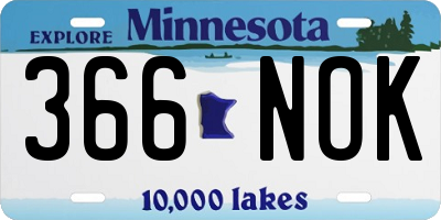 MN license plate 366NOK