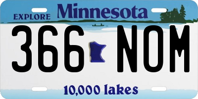 MN license plate 366NOM