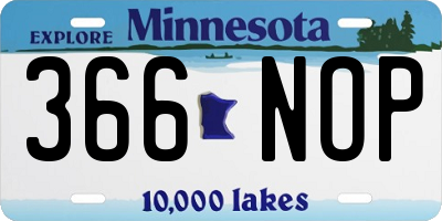 MN license plate 366NOP