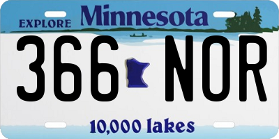 MN license plate 366NOR