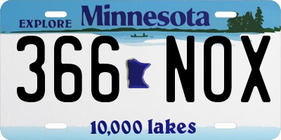 MN license plate 366NOX