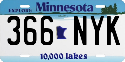 MN license plate 366NYK