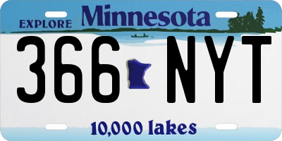 MN license plate 366NYT